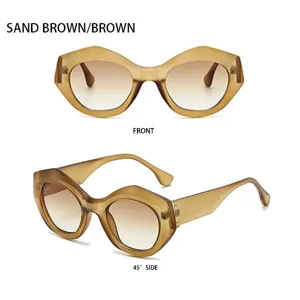 Modische polygonale Sonnenbrille für Damen, schicke Farbverlaufsgläser, cooler UV-Schutz.