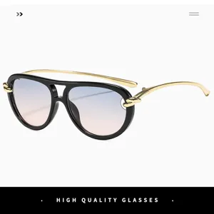 Occhiali da sole da donna a pilot con design in metallo a nodo e lenti sfumate.