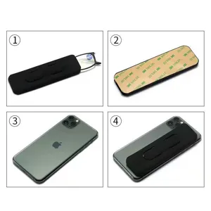 Portable folding reading glasses with adhesive storage case, perfect for mobile phone back mount.