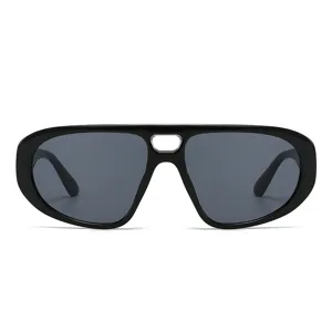 Modische Doppelsteg Piloten Sonnenbrille fuer Damen und Herren, trendige dicke Rahmen Brille.
