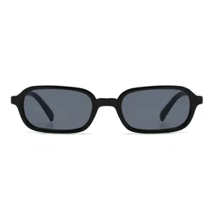 Klassische schmale schwarze Sonnenbrille für Damen, minimalistisch, kleines quadratisches Design.