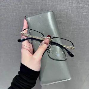 Federleichte rimless Lesebrille fuer Damen und Herren, Business Metallrahmen HD Glaeser.
