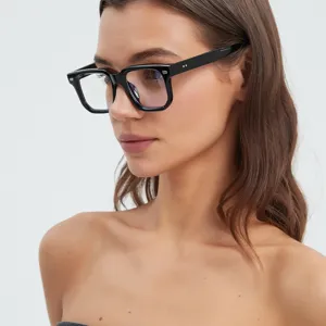 Damen schwarze dicke quadratische Blaulichtfilter Brille modische übergroße klare Brille