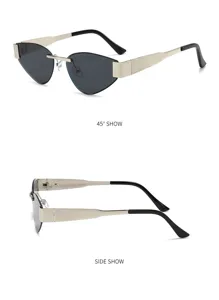 Gafas de sol estilo ojo de gato en metal sin montura con cristales triangulares chic.