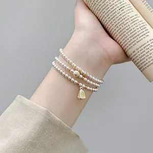 Vintage Fine Silver Four-Faced Buddha Pendant Bracelet Ancient Gold Gilded Multi-layer Bead Bracelet For Women Ethnic Jewelry