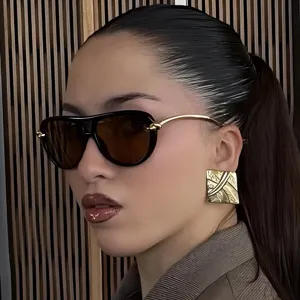 2025 Nuovi Occhiali da Sole Aviatore per Donna Moda Doppio Ponte Aviatore Occhiali con Nodo in Metallo Stile Y2K
