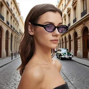 Modische europäische ovale Sonnenbrille für Damen mit UV-Schutz und schicken Sternen.