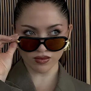 Occhiali da sole pilota donna 2025 nuovo trendy doppio ponte nodo metallo moda protezione