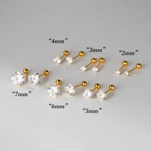 Vergoldete einzelne Diamant-Gewinde-Ohrstecker Set, vielseitiger filigraner Zier-Schmuck