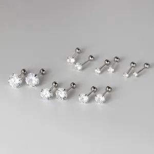 Minimalistische Luxuriöse Strass Ohrstecker Mit 925 Sterlingsilber Ohrstecker-Stift Elegante Runde Form Feine Verarbeitung Geometrische Ohrringe Für Damen Alltag