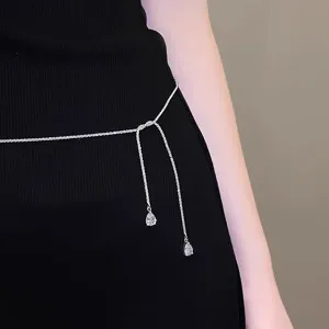 S925 silver diamond waterdrop double layer necklace niche design elegant clavicle chain