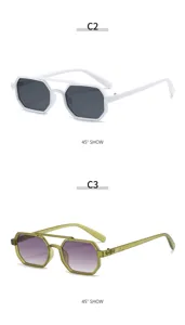 Stylische Doppelsteg-Quadrat-Sonnenbrille für Damen und Herren, trendy Streetwear Brillen Detail.
