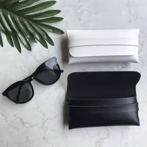 Tragbares Leder Etui im Brieftaschen Stil mit weichem Futter fuer Sonnenbrillen