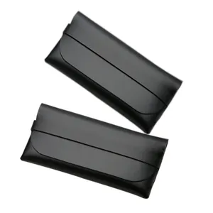 Tragbares faltbares Sonnenbrillenetui aus Leder, minimalistische schwarze Brieftaschen Brillenbox.