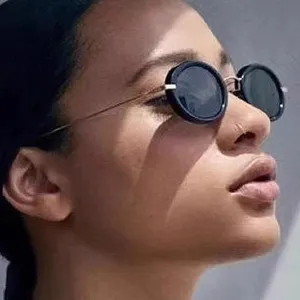 Vintage Damen Sonnenbrille rund, retro Metallgestell Sonnenbrillen für Reisen Mode.