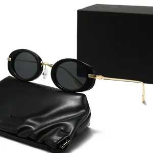 Retro ovale Sonnenbrille Damen Herren Vintage schwarz goldene Fassung Designer Sonnenbrille