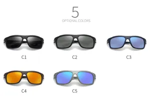 Men's sports sunglasses with colorful lenses, stylish outdoor eyewear available in 5 color options.