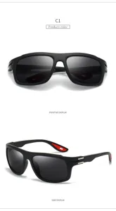 Men sports sunglasses featuring matte black frame and dark lenses for outdoor cycling driving.