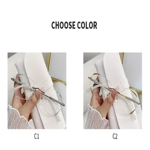 Damen Mode rahmenlose Lesebrille mit funkelnden Strasssteinen, elegante klare Sicht Brille