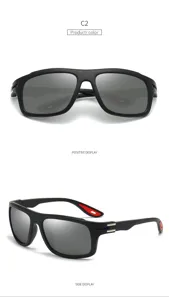 Men's sports sunglasses with dark lenses and stylish black frame, outdoor cycling glasses.