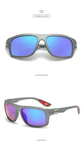Mens sports sunglasses with grey frames and colorful reflective lenses for outdoor wear