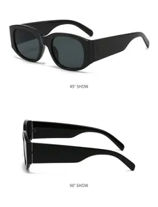 Gafas de sol negras gruesas para mujer y hombre, estilo retro rectangular de moda.