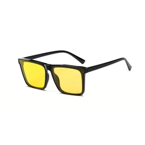 Herren quadratische Sonnenbrille mit gelben Gläsern schwarzer Rahmen polarisierte Brille