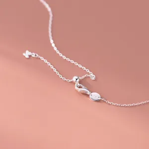 Exquisite S925 sterling silver necklace detail featuring an adjustable slider and butterfly.