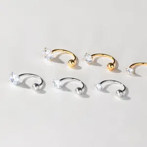 Silber Gold Hufeisen Piercing Ohrringe glitzernde Zirkonia Körperschmuck Set Detailansicht