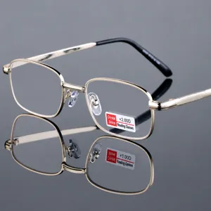 Gafas de Lectura de Vidrio de Cristal de Alta Definición Anti-Radiación Marco de Metal Ovalado para Hombres Mujeres Ancianos Estilo Retro