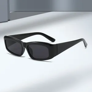 Retro small square sunglasses for women and men, UV protection vintage black shades.