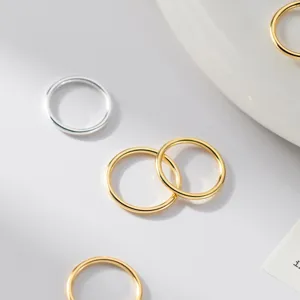 S925 sterling silver smooth plain rings set, minimalist fashion Korean style stackable jewelry.