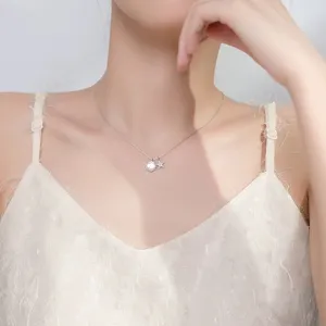 S925 Silber Muschel Seestern Halskette minimalistischer Doppelanhänger elegante Schmuck