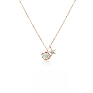 S925 Silber Muschel Seestern Halskette Süßer Koreanischer Stil Roségold Kette Schmuck