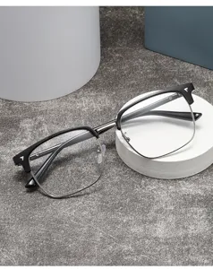 Herren Blaulichtfilter Augenbrauen Brille schwarz silber Metallrahmen Detailansicht Stil