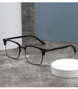 Herren schwarze Browline Brille Blaulichtfilter klare Gläser Vintage Brille modern