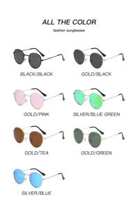 Lunettes de soleil rondes en metal avec verres polarises, design retro pour homme et femme.
