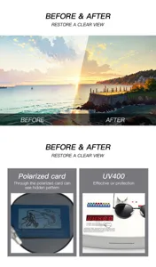 Détail de lunettes de soleil polarisées avec protection UV400 et test optique.