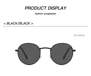 Lunettes de soleil rondes vintage en metal classique pour hommes et femmes, lunettes noires.