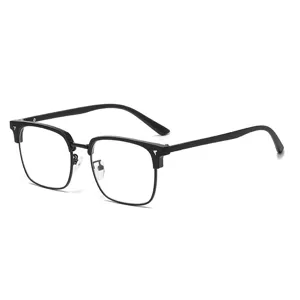 Schwarze Herren Blaulichtfilter Brille, stilvoller leichter Halbrahmen Optikbrillen-Rahmen.