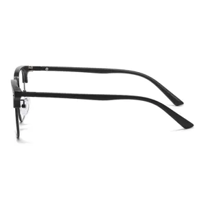 Herren Blaulichtfilter Brillenrahmen Detailansicht, stylische leichte schwarze Brille.