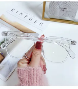 Transparente Blaulichtfilter Brille grosse Fassung modische Damen Brille im Trend