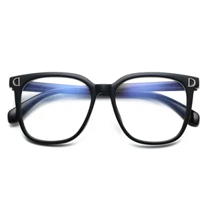 Grosse Blaulichtfilter Brille schwarzer optischer Rahmen stilvolle Damen Mode flache Brille Haupt