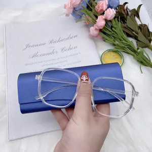 Montura de gafas cuadrada transparente grande para mujer, gafas anti luz azul.