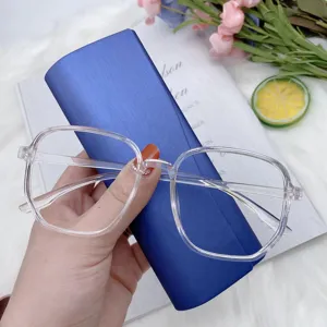Gafas transparentes cuadradas grandes con filtro de luz azul para mujer, montura de moda elegante.