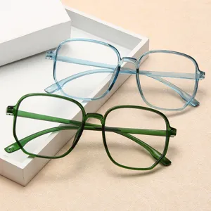 Montura de gafas cuadradas grandes con bloqueo de luz azul, gafas ópticas transparentes.
