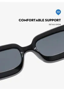 Detalle de gafas de sol de mujer elegante montura gruesa estilo europeo, accesorio trendy.