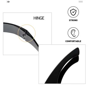 Schwarze Sonnenbrille Scharnier und Bügel Detail zeigt langlebige Konstruktion und bequeme Passform.