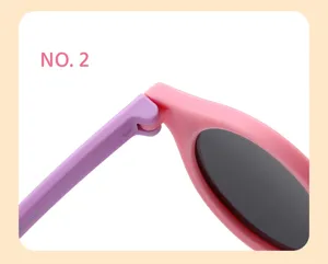 Primer plano detalle de gafas de sol polarizadas redondas retro para niños bisagra