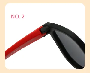 Kinder Sonnenbrille Detailaufnahme mit flexiblem Scharnier und Bügeldesign für Babys.